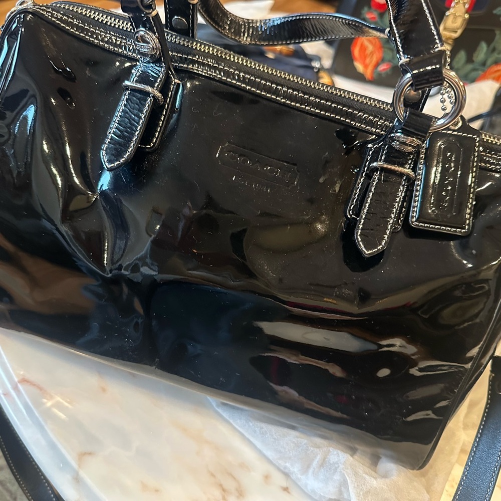 Coach Glossy Black Satchel